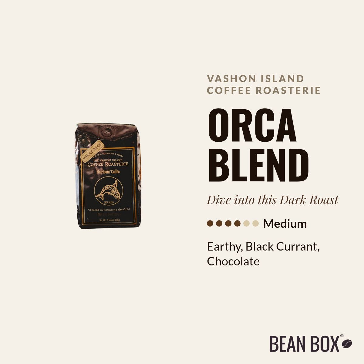 Vashon Island Coffee Roasterie | Orca Blend | Bean Box®