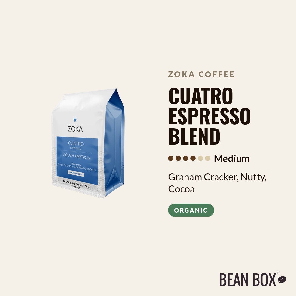 Zoka Coffee | Cuatro Espresso Blend | Bean Box®