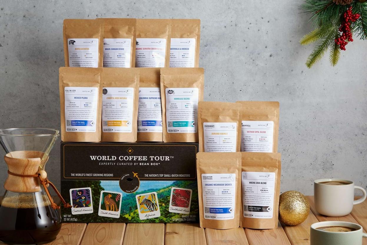 Coffee Plus Gift Set | Basket for Coffee Lovers | Gourmet Box Sampler | Medium Roast Single Serve Pour Over Specialty Coffee | Variety Pack 